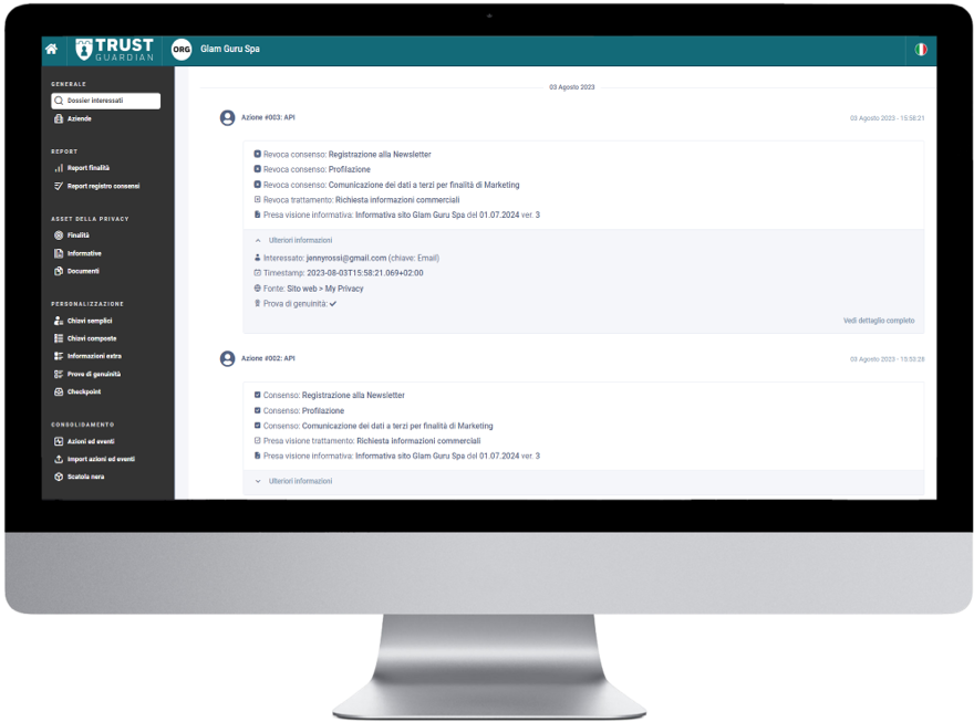 Gestione Consensi Trust Guardian